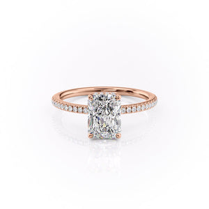 The Pave Margot Set With A 1 Carat Radiant 14K Rose Gold Lab Diamond
