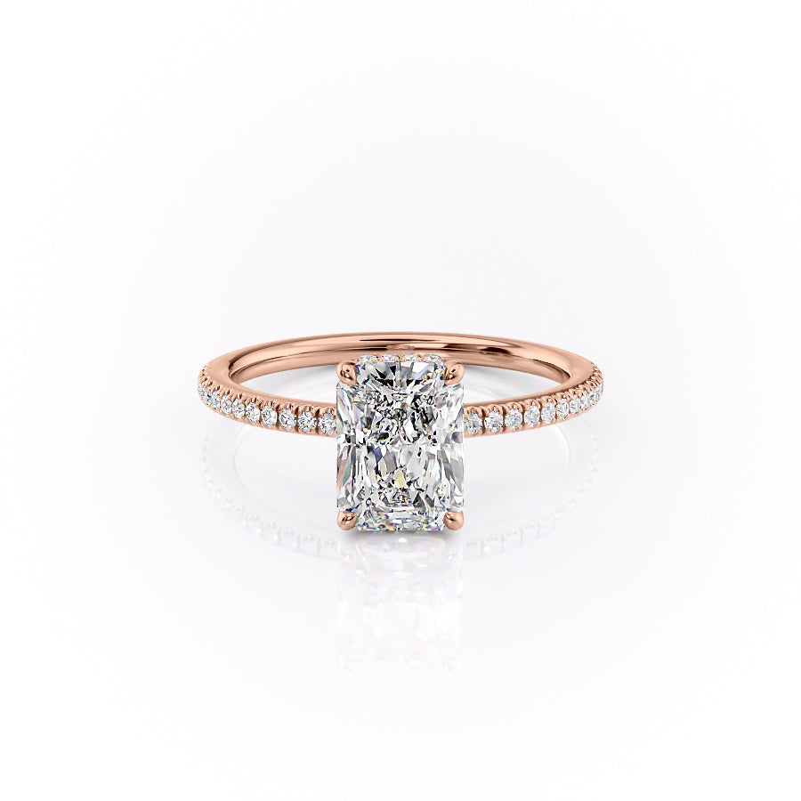 The Margot Set  With A 4.5 Carat Radiant 14K Rose Gold Moissanite