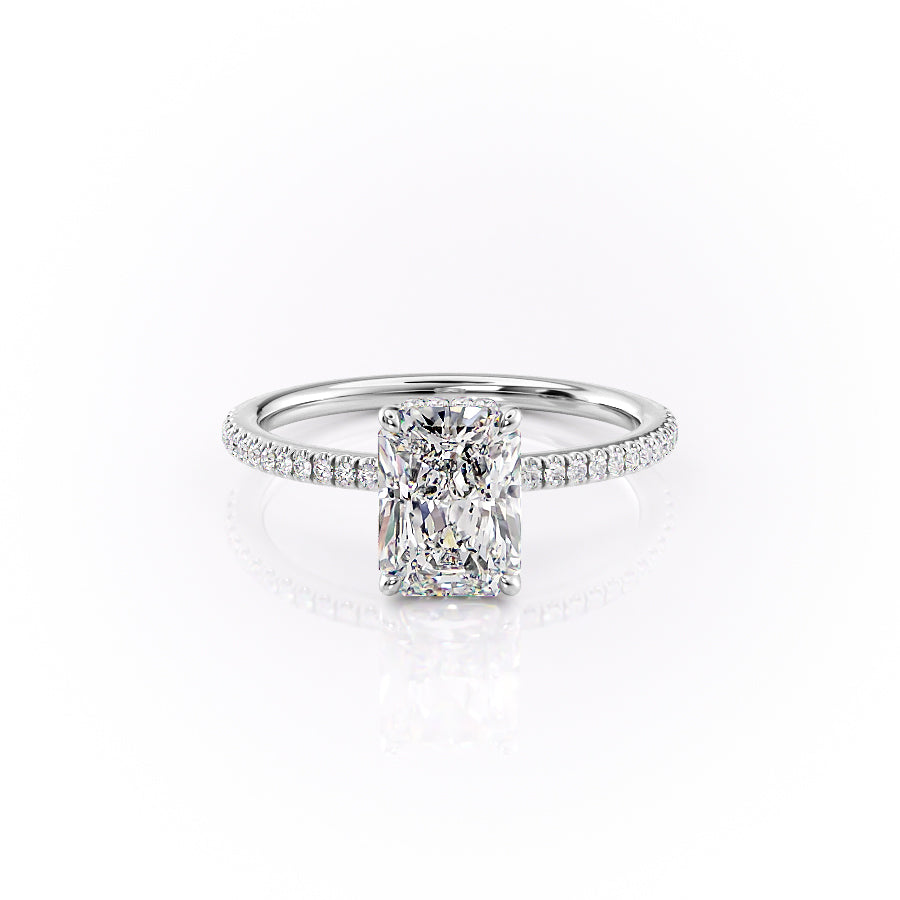 The Margot Set  With A 3 Carat Radiant 18K White Gold Moissanite