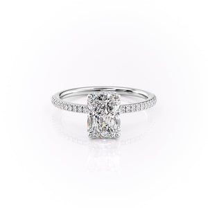 The Margot Set  With A 3 Carat Radiant 18K White Gold Moissanite