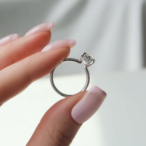 The Pave Margot Set  With A 3.5 Carat Radiant 14K White Gold Moissanite