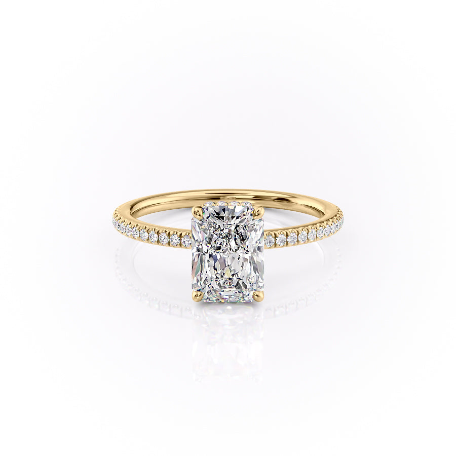 The Margot Set  With A 1.5 Carat Radiant 14K Yellow Gold Moissanite