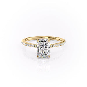 The Margot Set  With A 4 Carat Radiant 18K Yellow Gold Moissanite