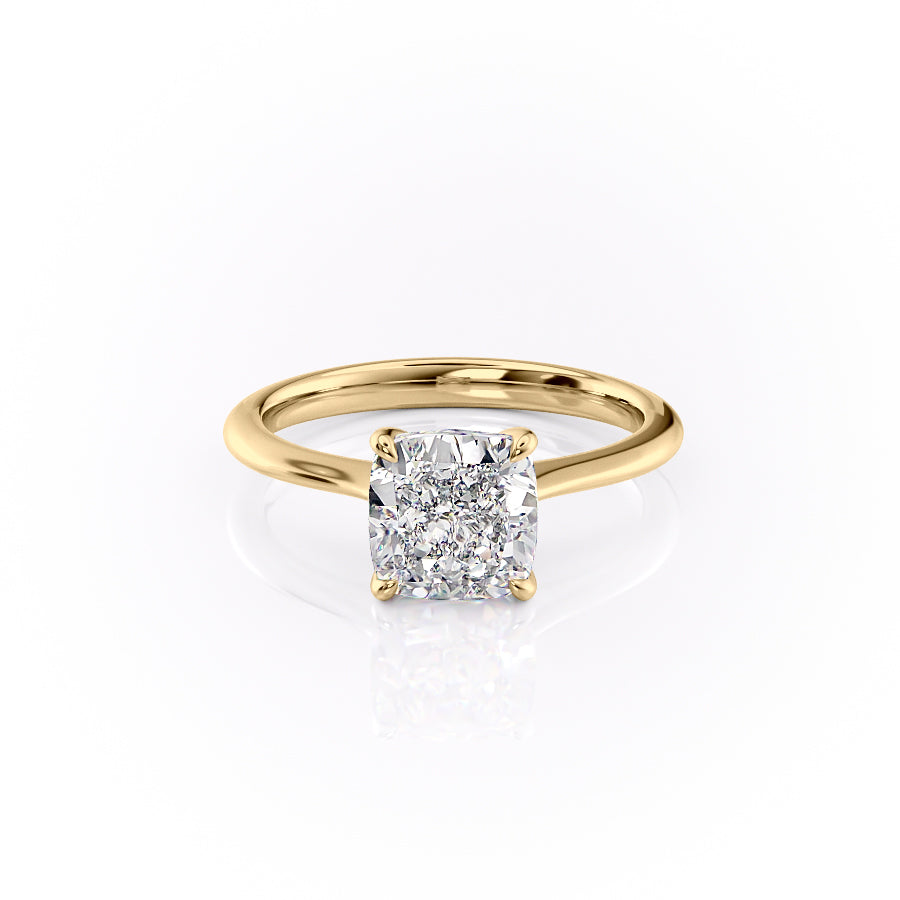 The Katelyn Set  With A 5 Carat Cushion 18K Yellow Gold Moissanite