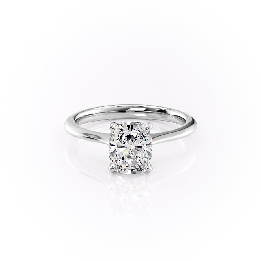 The Katelyn Set  With A 3 Carat E. Cushion 14K White Gold Moissanite