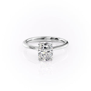 The Katelyn Set  With A 3 Carat E. Cushion 14K White Gold Moissanite