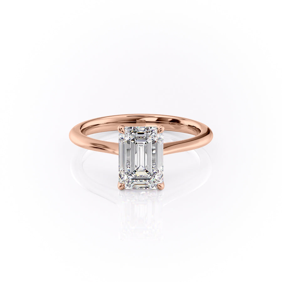 The Katelyn Set With A 3 Carat Emerald 14K Rose Gold Lab Diamond