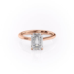 The Katelyn Set  With A 2 Carat Emerald 14K Rose Gold Moissanite