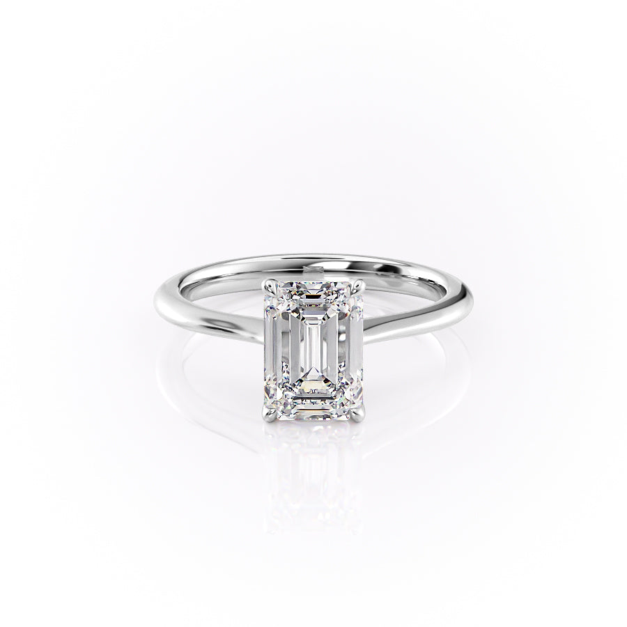 The Katelyn Set  With A 2.5 Carat Emerald 18K White Gold Moissanite