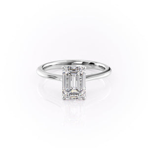 The Katelyn Set  With A 4 Carat Emerald 14K White Gold Moissanite