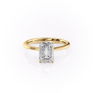The Katelyn Set  With A 5 Carat Emerald 14K Yellow Gold Moissanite