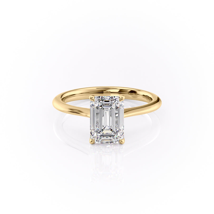 The Katelyn Set  With A 2 Carat Emerald 18K Yellow Gold Moissanite