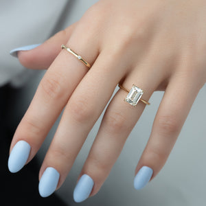 The Katelyn Set  With A 3 Carat Emerald 18K Yellow Gold Moissanite