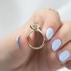 The Katelyn Set  With A 3 Carat Emerald 18K Yellow Gold Moissanite