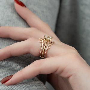 The Katelyn Set With A 1 Carat Emerald 18K Yellow Gold Lab Diamond