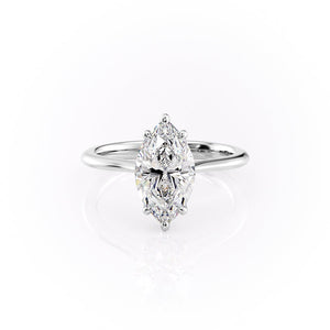 The Katelyn Set  With A 3 Carat Marquise 18K White Gold Moissanite