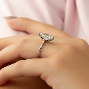 The Katelyn Set With A 1.5 Carat Marquise 18K White Gold Lab Diamond