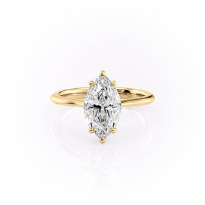 The Katelyn Set  With A 2.5 Carat Marquise 14K Yellow Gold Moissanite