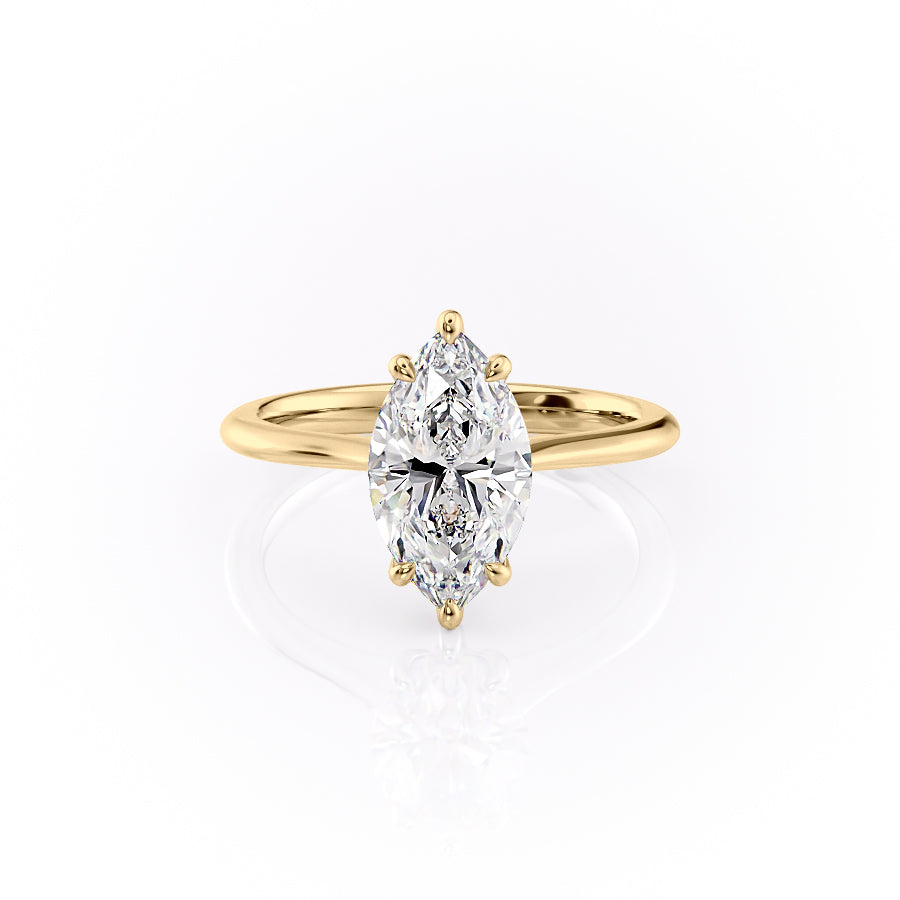 The Katelyn Set  With A 5 Carat Marquise 14K Yellow Gold Moissanite