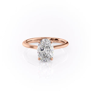 The Katelyn Set  With A 5 Carat Oval 14K Rose Gold Moissanite