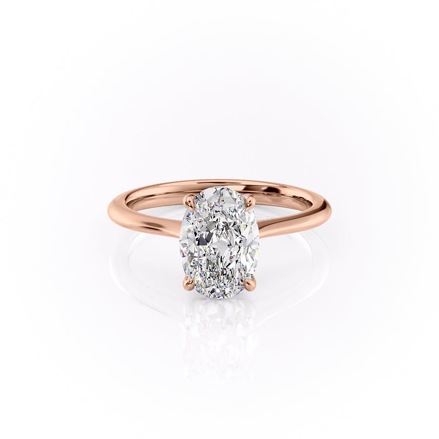 The Katelyn Set  With A 3 Carat Oval 14K Rose Gold Moissanite
