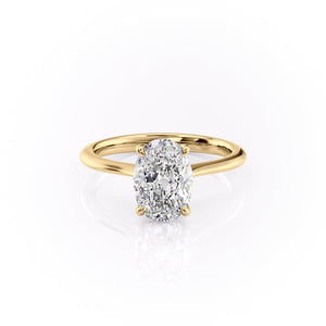 The Katelyn Set  With A 4 Carat Oval 14K Yellow Gold Moissanite