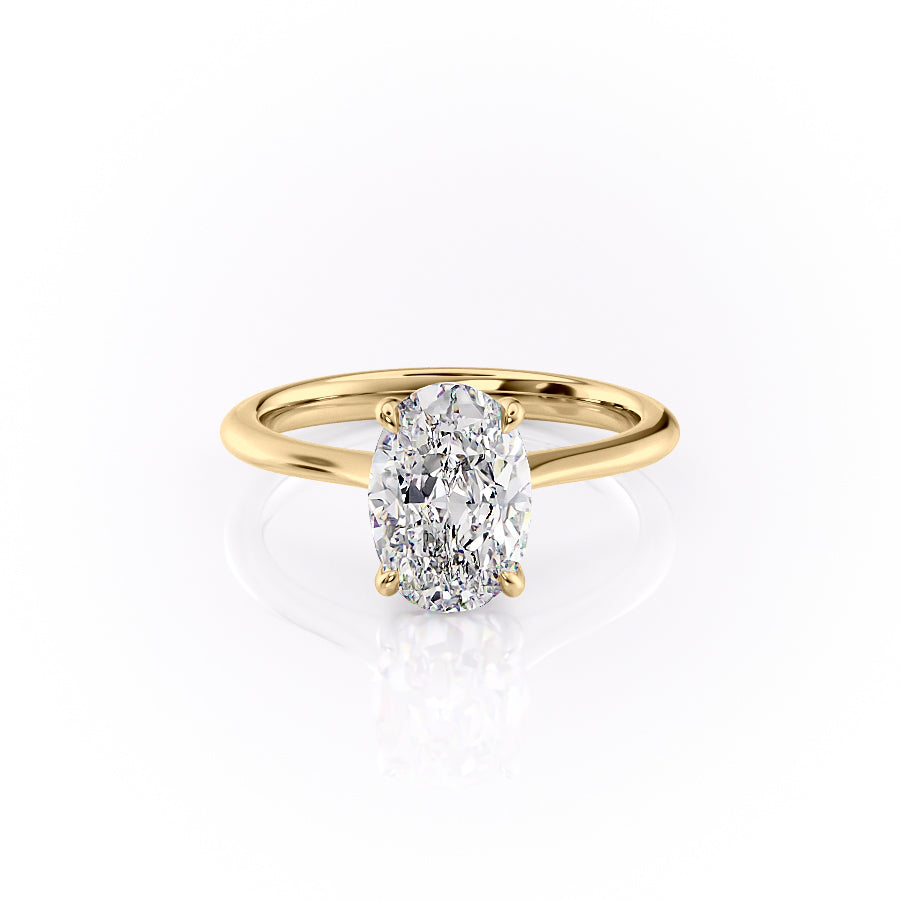The Katelyn Set  With A 3.5 Carat Oval 18K Yellow Gold Moissanite