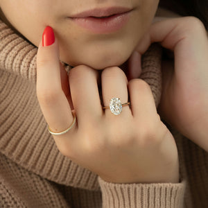 The Katelyn Set  With A 2.5 Carat Oval 18K Yellow Gold Moissanite