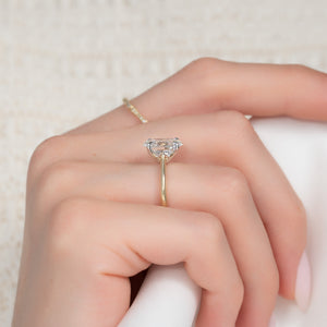 The Katelyn Set  With A 2.5 Carat Oval 18K Yellow Gold Moissanite