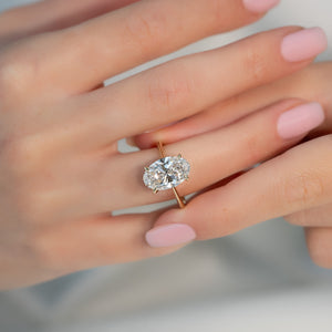 The Katelyn Set  With A 2.5 Carat Oval 18K Yellow Gold Moissanite