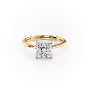 The Katelyn Set  With A 5 Carat Princess 14K Yellow Gold Moissanite