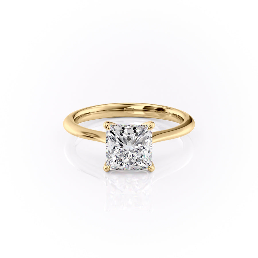 The Katelyn Set  With A 2.5 Carat Princess 18K Yellow Gold Moissanite