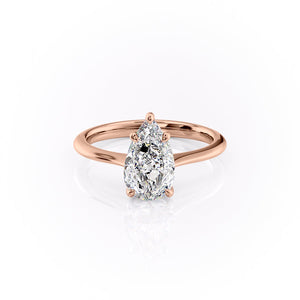 The Katelyn Set  With A 3 Carat Pear 14K Rose Gold Moissanite