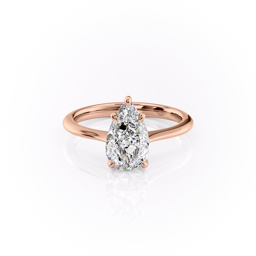 The Katelyn Set  With A 4 Carat Pear 14K Rose Gold Moissanite
