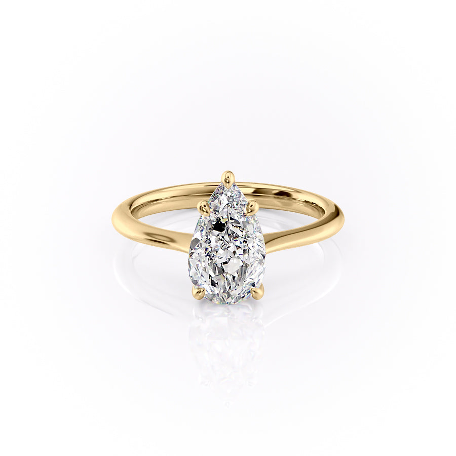The Katelyn Set  With A 3 Carat Pear 14K Yellow Gold Moissanite
