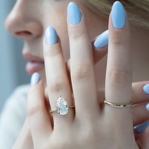 The Katelyn Set  With A 3 Carat Pear 18K Yellow Gold Moissanite