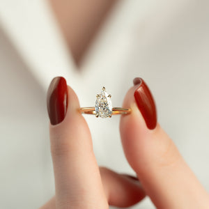The Katelyn Set  With A 3 Carat Pear 18K Yellow Gold Moissanite