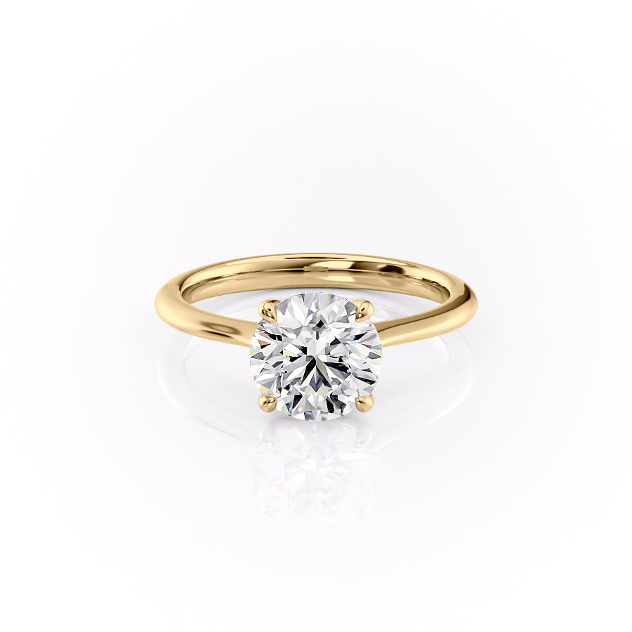 The Katelyn Set  With A 1.5 Carat Round 14K Yellow Gold Moissanite