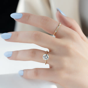 The Katelyn Set  With A 1.5 Carat Round 18K Yellow Gold Moissanite
