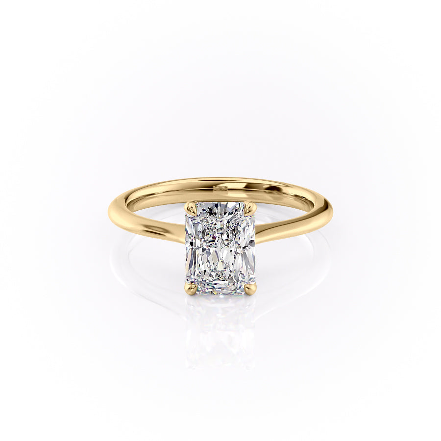 The Katelyn Set  With A 5 Carat Radiant 18K Yellow Gold Moissanite
