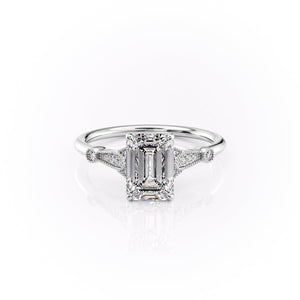 The Stephanie Set With A 1 Carat Emerald 14K White Gold Lab Diamond