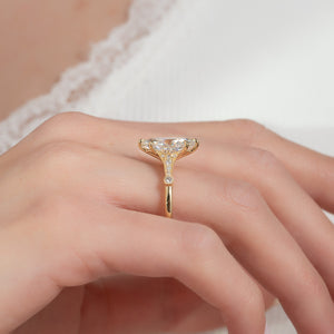 The Stephanie Set With A 1 Carat Marquise 18K Yellow Gold Lab Diamond
