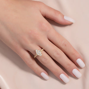 The Stephanie Set With A 1 Carat Marquise 18K Yellow Gold Lab Diamond