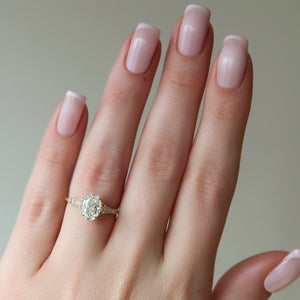 The Stephanie Set With A 1 Carat Oval 18K Yellow Gold Lab Diamond