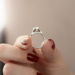 The Stephanie Set With A 1 Carat Pear 18K White Gold Lab Diamond