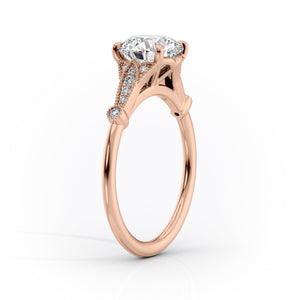 The Stephanie Set With A 2.5 Carat Cushion 14K Rose Gold Lab Diamond