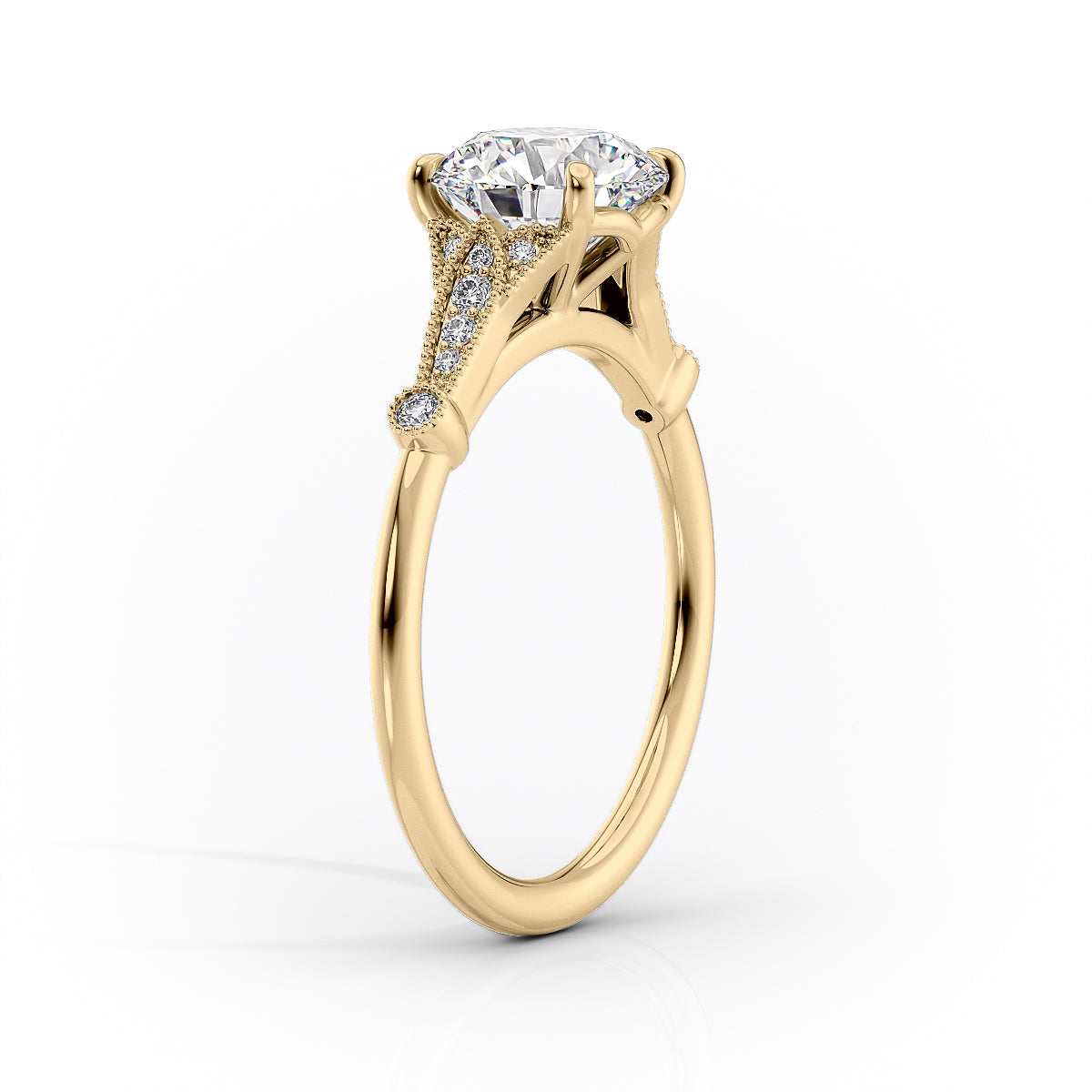 The Stephanie Set With A 1 Carat Cushion 18K Yellow Gold Lab Diamond
