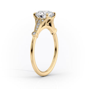 The Stephanie Set  With A 4 Carat Oval 14K Yellow Gold Moissanite