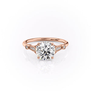 The Stephanie Set With A 2.5 Carat Round 14K Rose Gold Lab Diamond