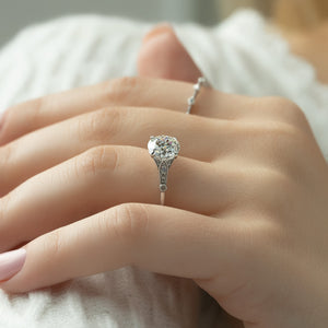 The Stephanie Set With A 1 Carat Round 18K White Gold Lab Diamond